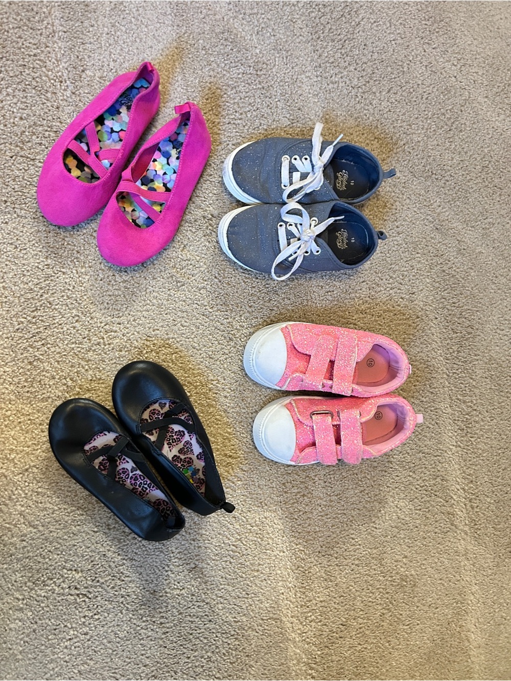 Toddler Bundle Pink Glitter & Sparkling Blue Sneakers and Pink / Black Shoes 👟